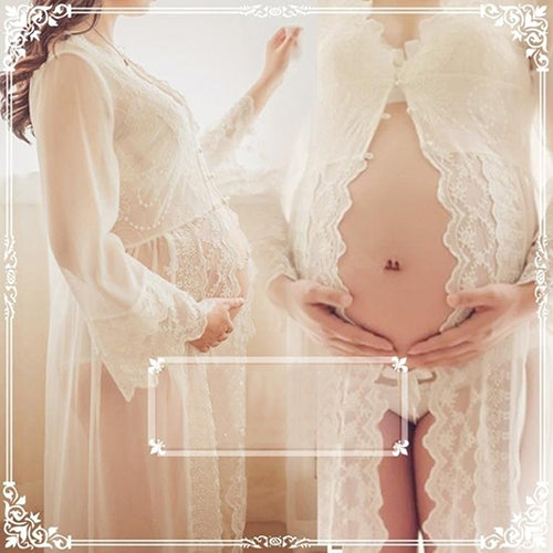 Royal Lace Pregnancy Maternity Photography Props Shoot Nightdress Long Dress
