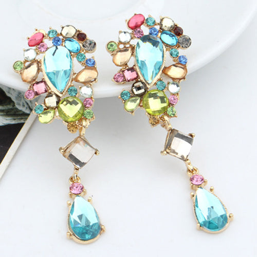 Women Luxury Multicolor Rhinestone Dangle Earrings