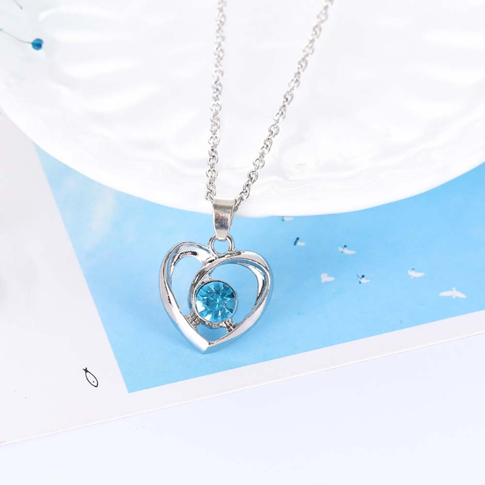 Fashion Hollow Rhinestone Heart Pendant Women Adjustable Chain Necklace Jewelry
