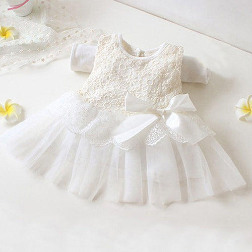 Kids Baby Girls' Floral Lace Bowknot Dress Party Princess Tutu Tulle Dress