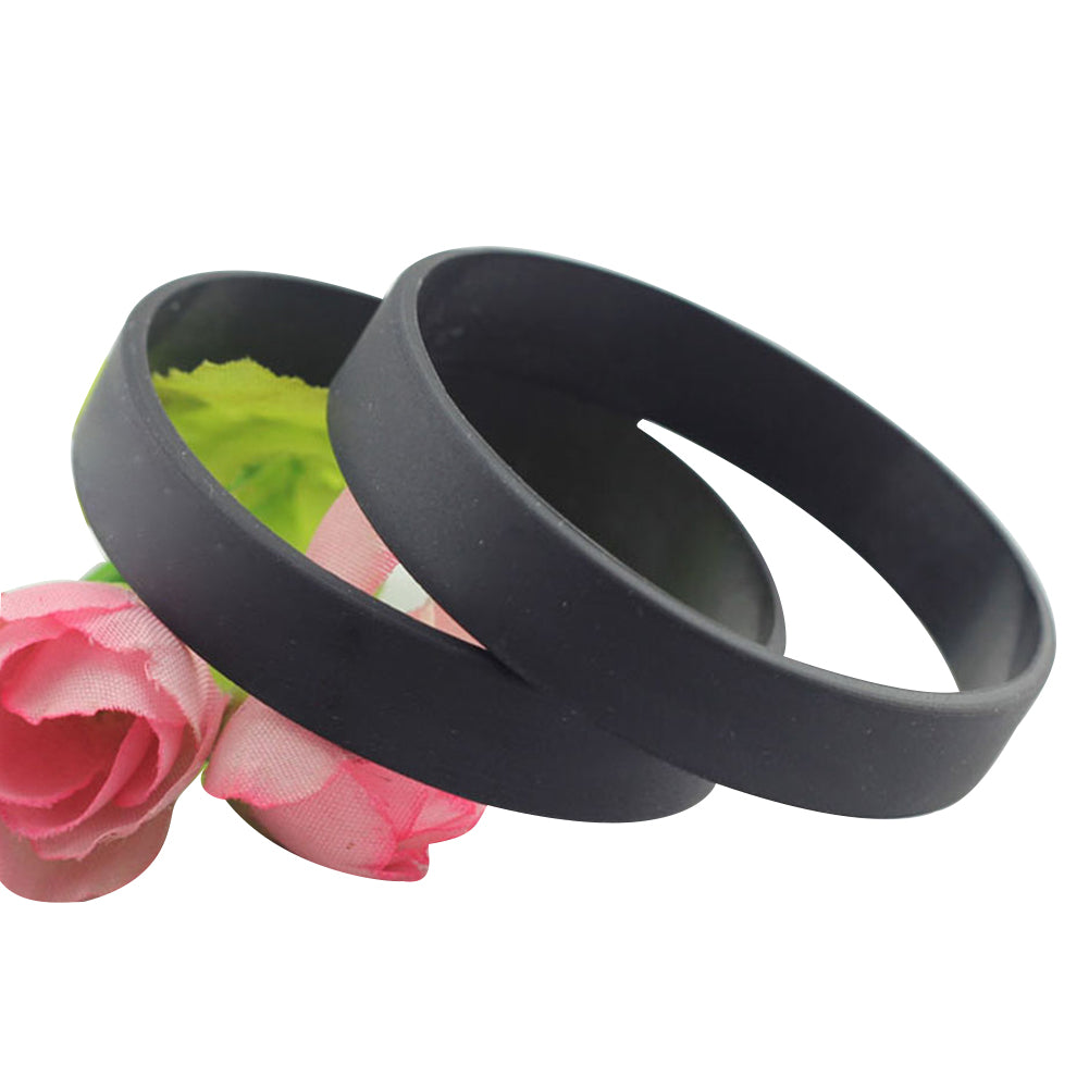 2 Pcs Men Women Silicone Wristbands Solid Color Sports Bracelet Bangle Gift