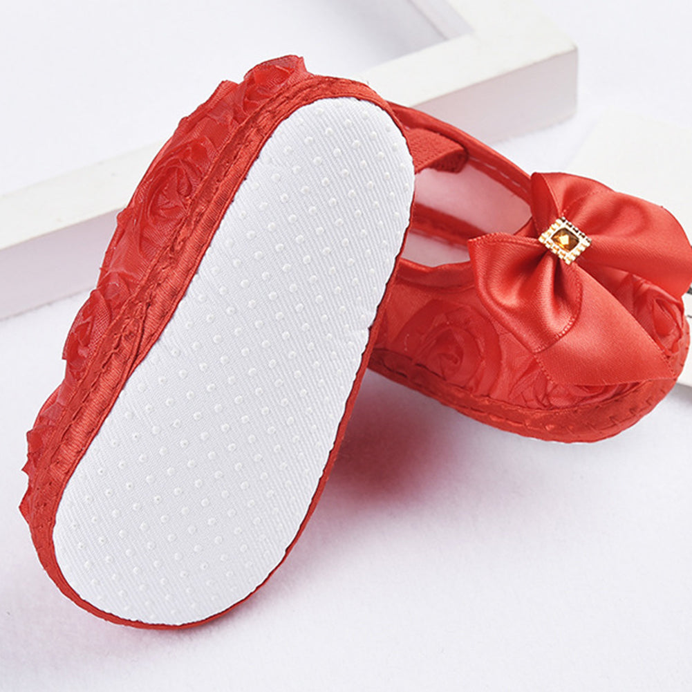 Toddler Baby Kids Girl Bowknot/Flower Anti-slip Princess Slip-on Soft Sole Shoes