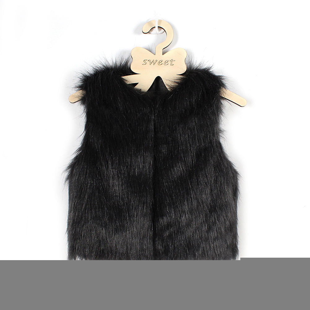 Children Kids Unisex Sleeveless Vest Winter Outwear Coat Faux Fur Baby Jacket
