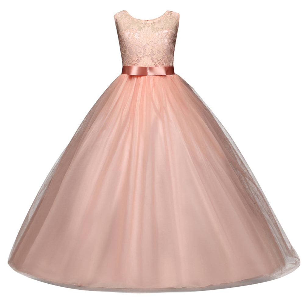 Kids Girls Fashion Summer Short Sleeve Cute Cat Bowknot Dress O-Neck Dress