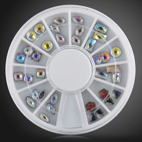 36Pcs/Wheel 3D Colorful Nail Art Rhinestones Glitters Tip Decoration Manicure