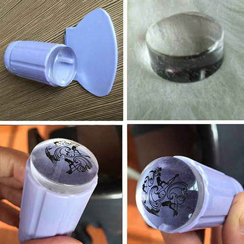 Clear Nail Art Jelly Stamper Stamp Scraper Set Polish Stamping Manicure Tools