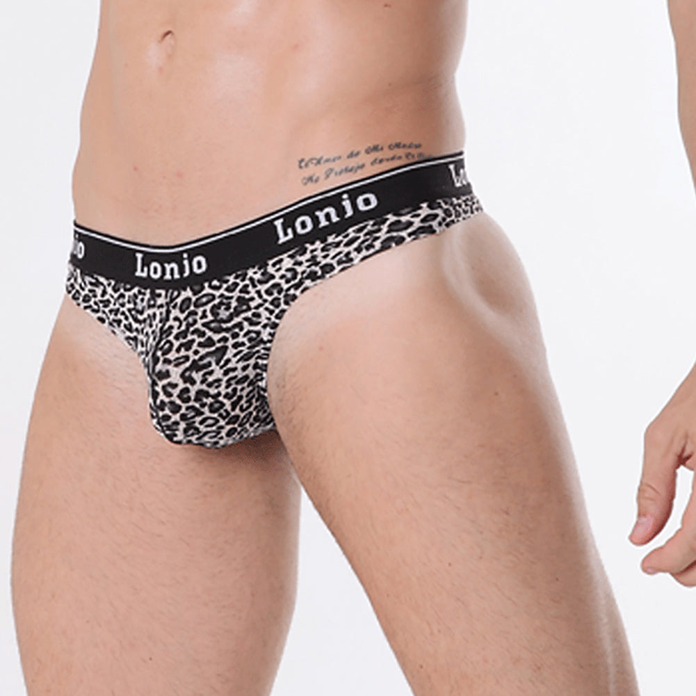 Sexy Men Breathable Thong Underwear Briefs Bulge Pouch Leopard Underpants