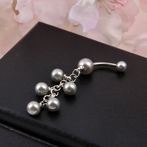 Women's Fashion Faux Pearls Body Piercing Navel Belly Button Ring Xmas Gift