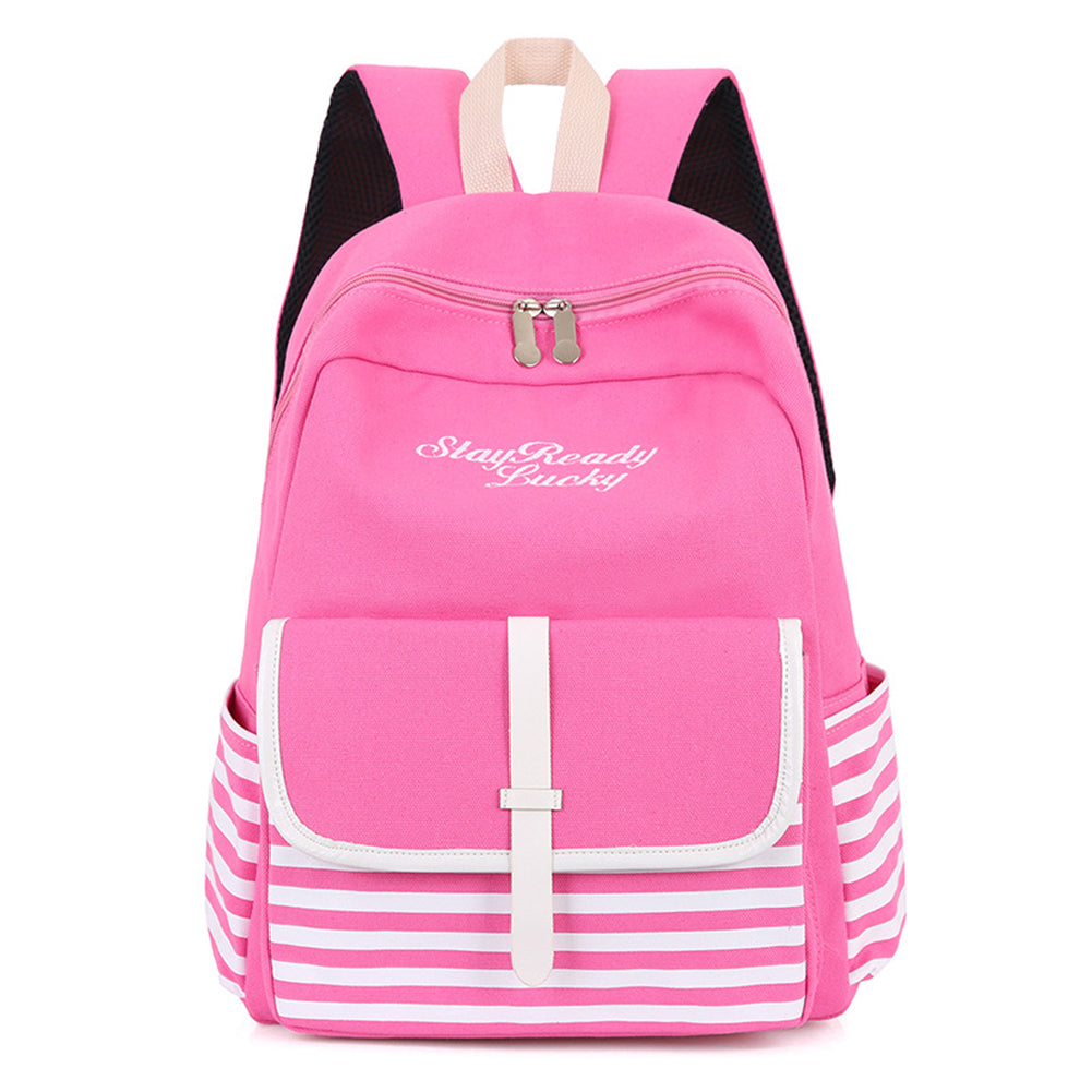 Fashion Backpack Striped Letters Embroidered School Bag Rucksack Shoulders Bag