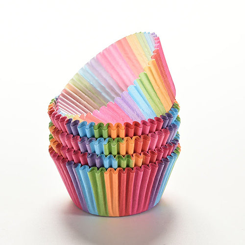 100Pcs Colorful Rainbow Paper Baking Cupcake Cake Liner Muffin Molds Tool