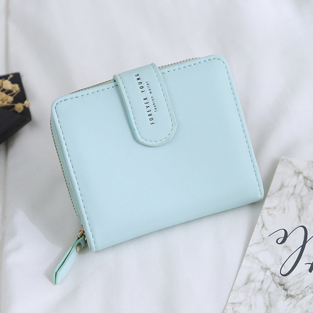 Lady Fashion Faux Leather Wallet Card Holder Zipper Short Purse Christmas Gift