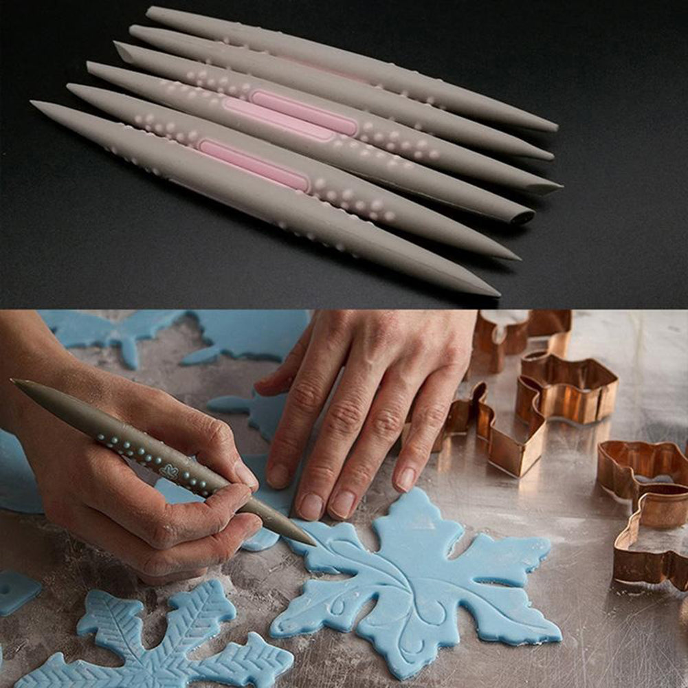 6Pcs/Set Fondant Sugar Soft Tip Shapers Cake Flower Modelling Craft Clay Tool
