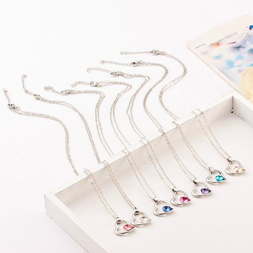 Women's Love Heart Crystal Pendant Chain Collar Bib Choker Party Gift Necklace