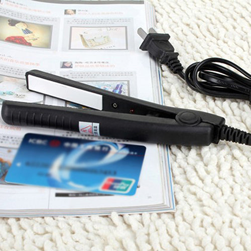 US Plug Mini Travel Ceramic Hair Crimper Curl Straightener Flats Iron Perm Splint