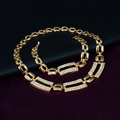 Formal Party Crystal Chain Charm Necklace Earring Bracelet Ring Jewelry Set Gift