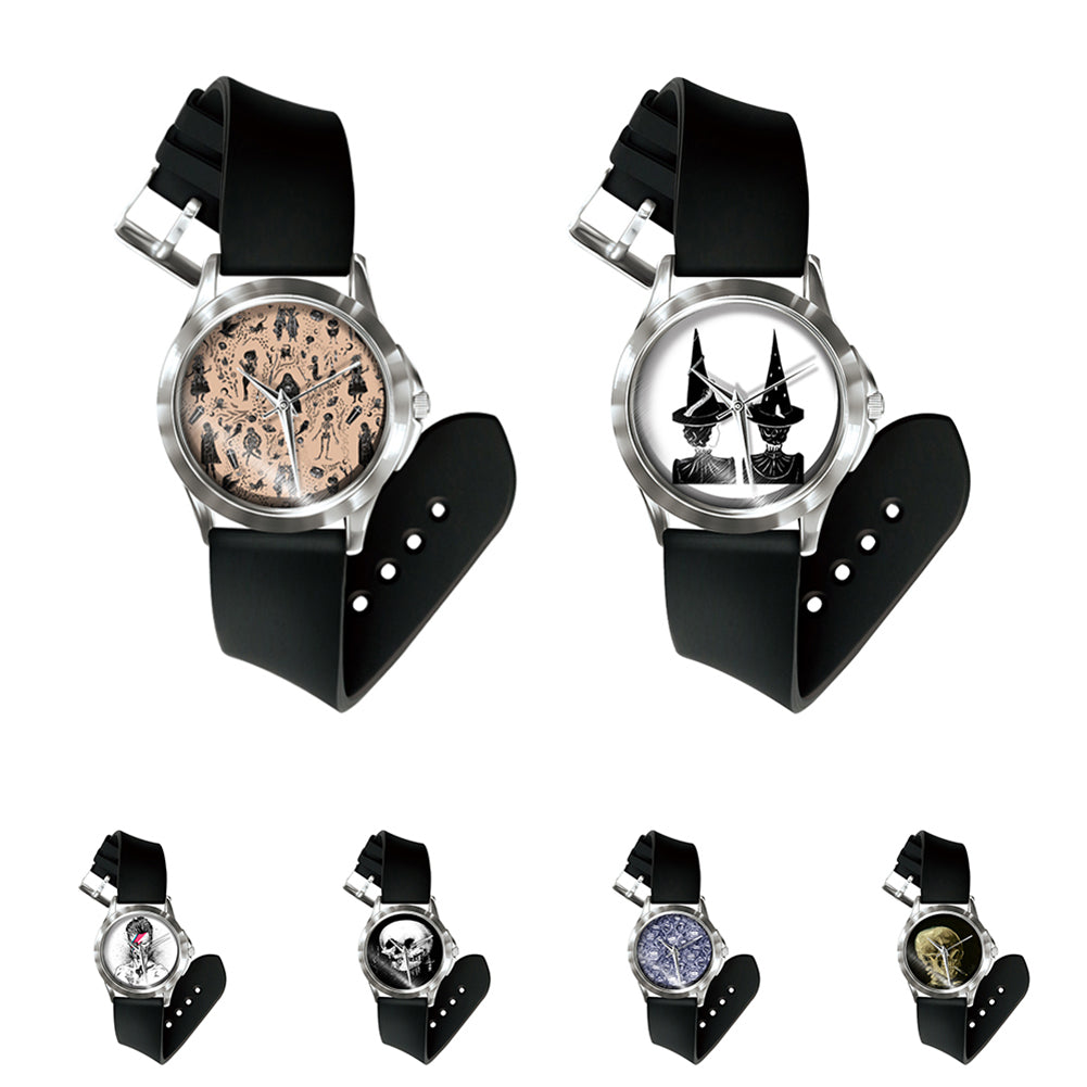 Creative Skull Cat Pattern Dial Quartz Analog Wrist Watch Boys Girls Gifts