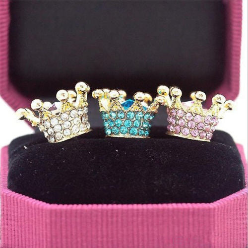 Fashion Sparkling Rhinestone Cellphone Phones 3.5mm Crown Design Anti-dust Plug