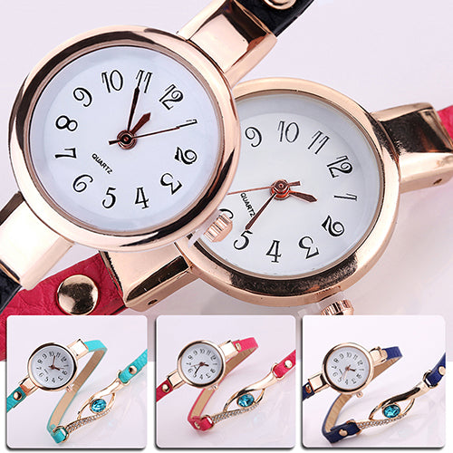 Lady Blue Eye Infinity Multilayer Faux Leather Charm Bracelet Quartz Wrist Watch