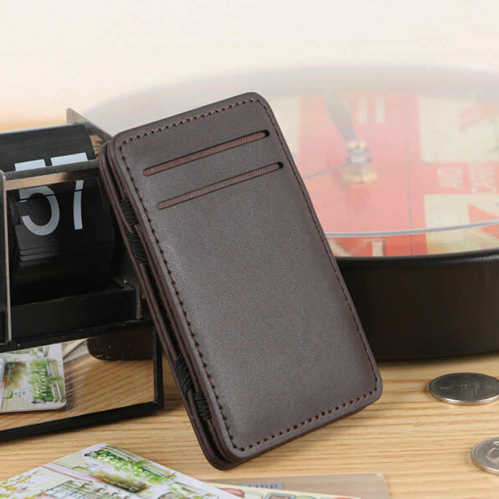 Men's Faux Leather Money Clip ID Credit Card Holder Business Pocket Wallet Purse
