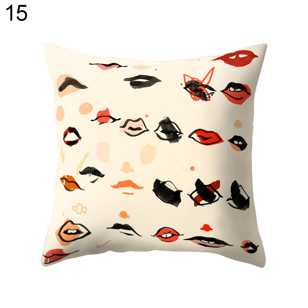 Hot Sexy Lips Print Square Throw Pillow Cover Cushion Case Car Home Sofa Decor