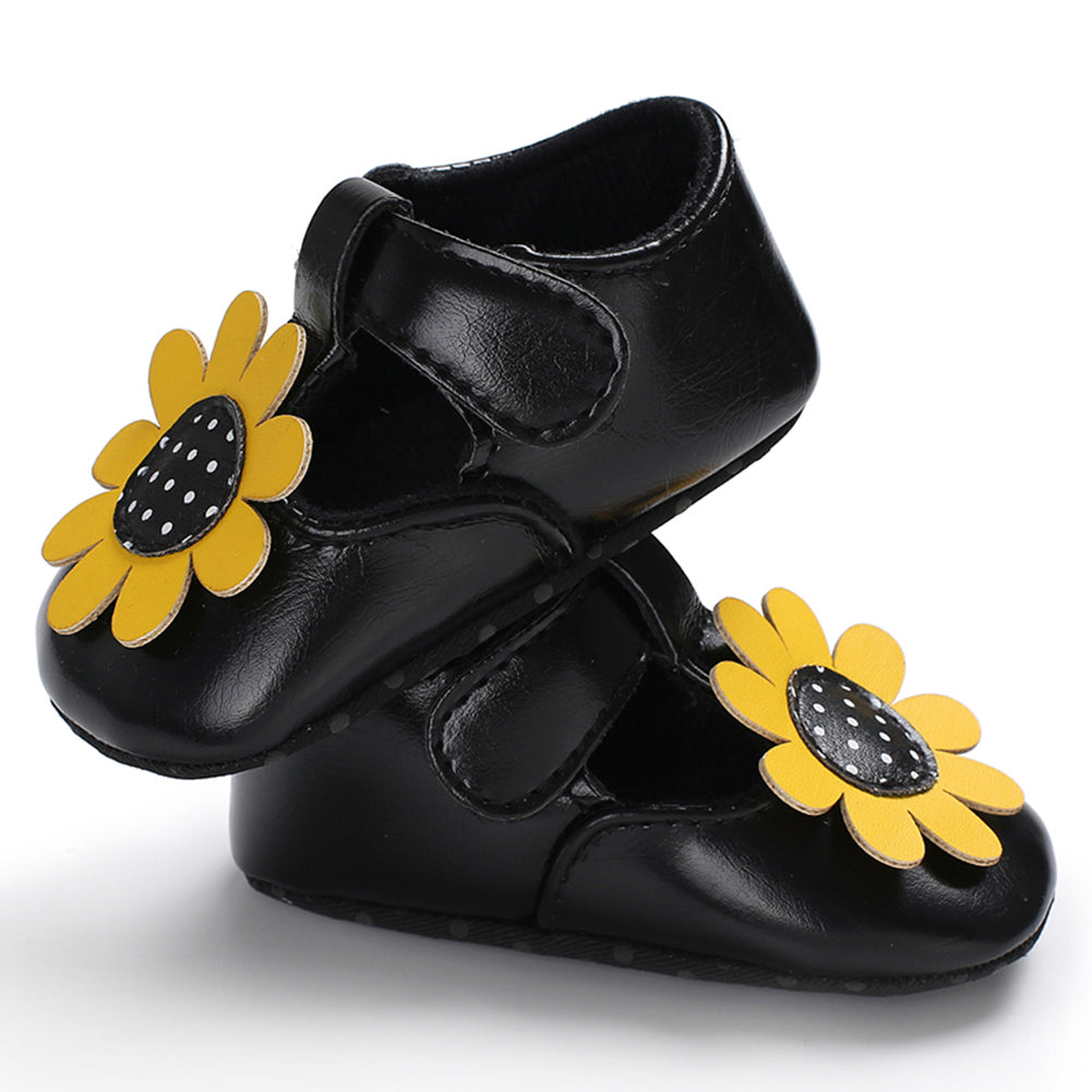 Toddler Baby Girl Flower Faux Leather Prewalker Soft Sole Fashion Princess Shoes