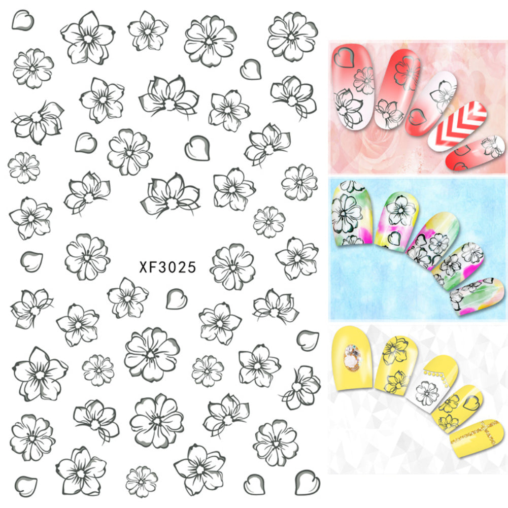 Fashion Flower Cat Heart Nail Art Sticker Decal Manicure Nail Tip Decoration