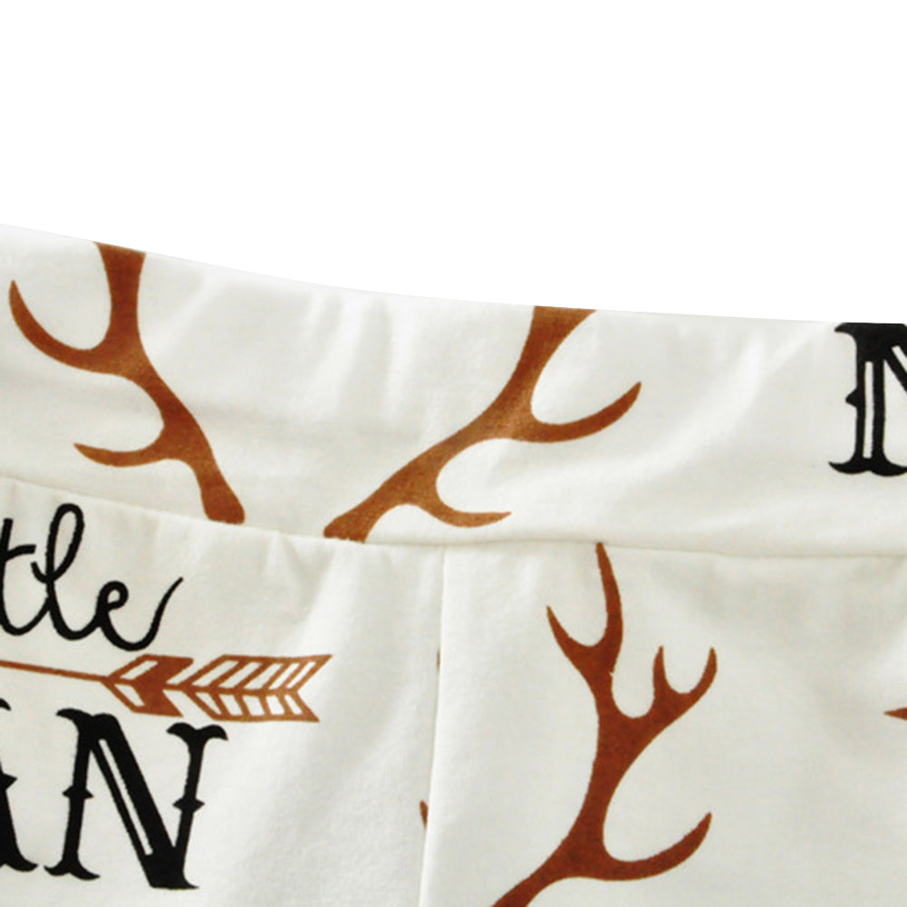 Newborn Baby Clothes Set Mama Boy Letter Print Romper+Antlers Pattern Pants Hat