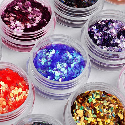 12 Colors Nail Art Rhombus Glitter Shape Sequins Powder Decoration Tips DIY