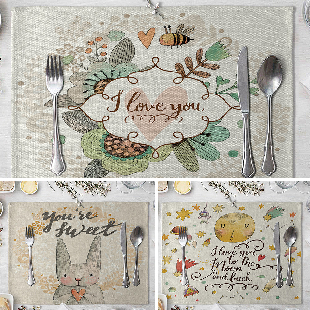 Rectangle Cartoon Animal Printed Heat Insulation Placemat Home Tablewear Pad