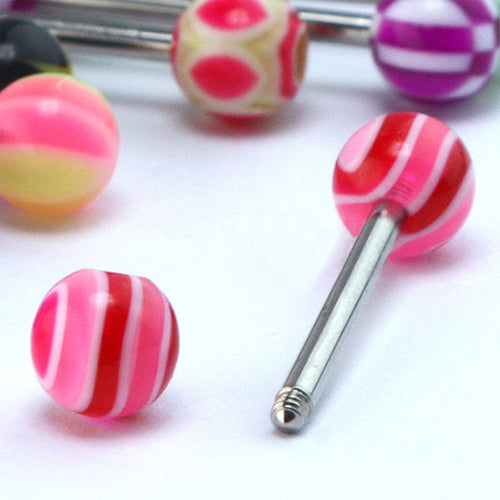 30 Pcs Multicolor Tounge Rings Bars 316L Surgical Steel Barbell Body Piercing Jewelry