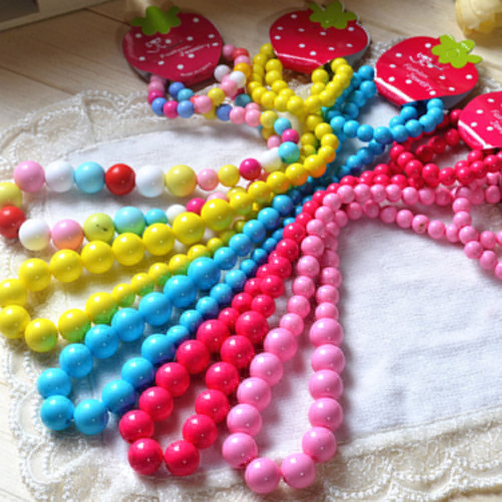 Toddler Baby Girl Colorful Beads Chain Necklace Princess Jewelry Birthday Gift