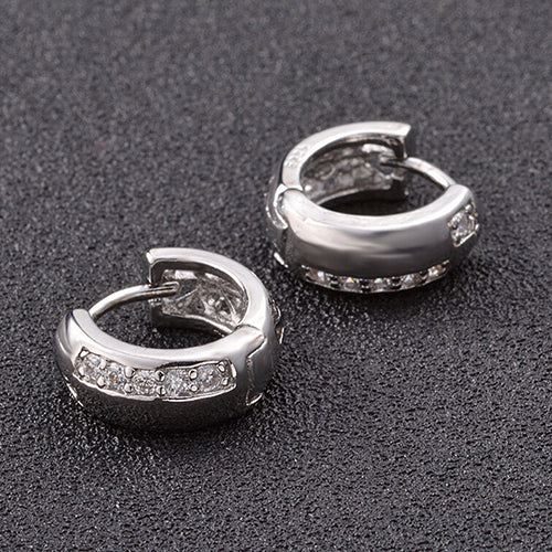 Women's Zirconia Silver Plated Ear Hoop Huggie Earrings