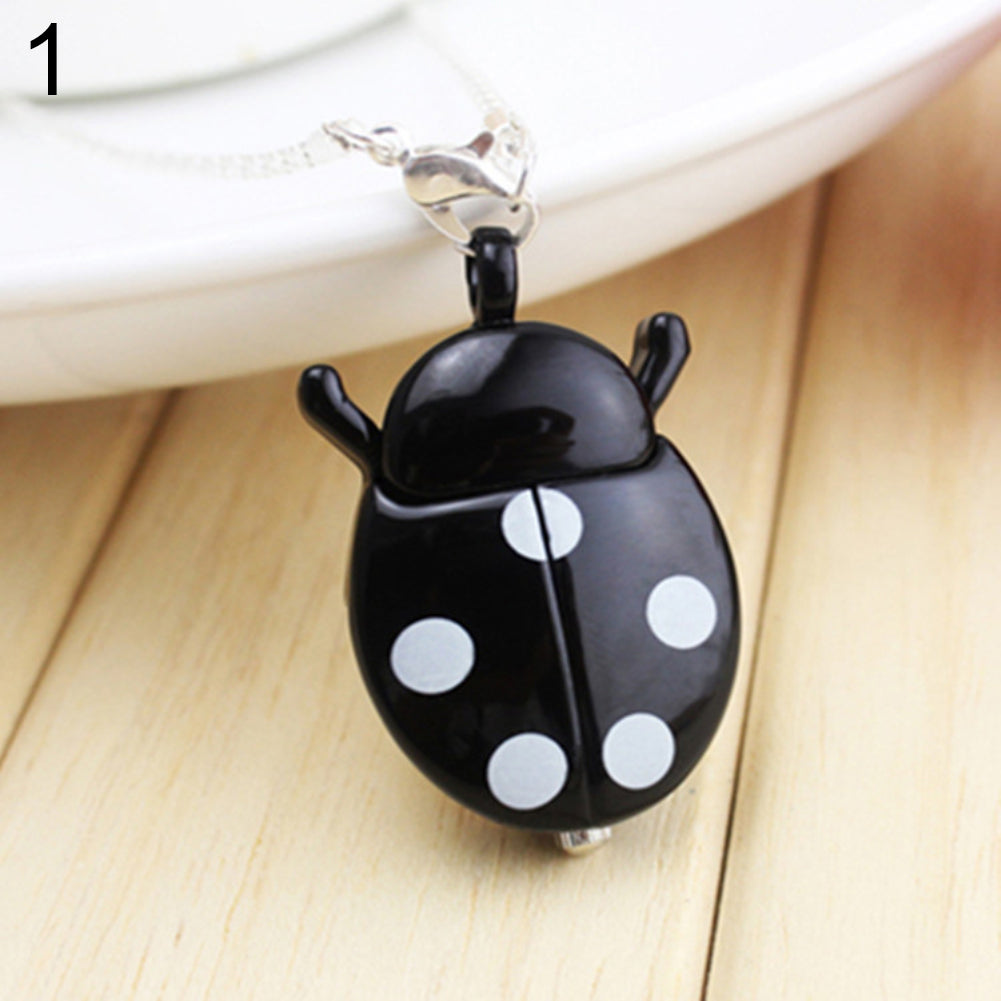 Retro Beetle Ladybug Shape Quartz Pocket Watch Necklace Pendant Unisex Gifts