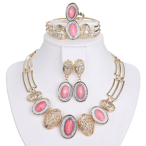 Wedding Bridal Women's Drop Pendant Chain Necklace Bracelet Earrings Ring Set