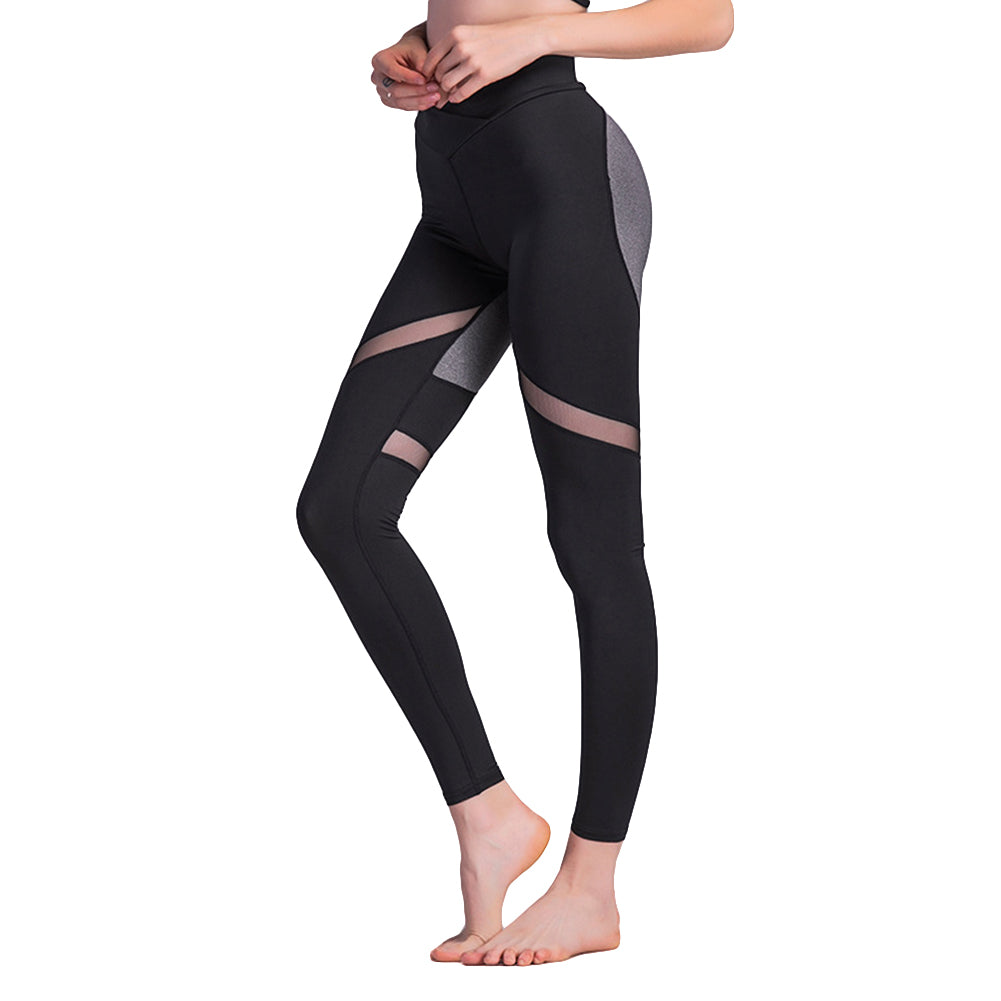 Women Casual Slim V Rise Heart Back Spliced Breathable Sport Yoga Leggings Pants