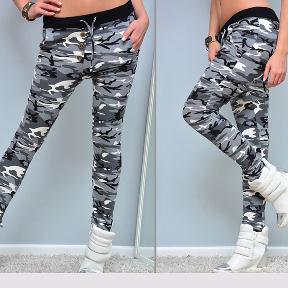 Women's Fashion Camouflage Skinny Leggings Stretch Slim Pencil Pants Trousers