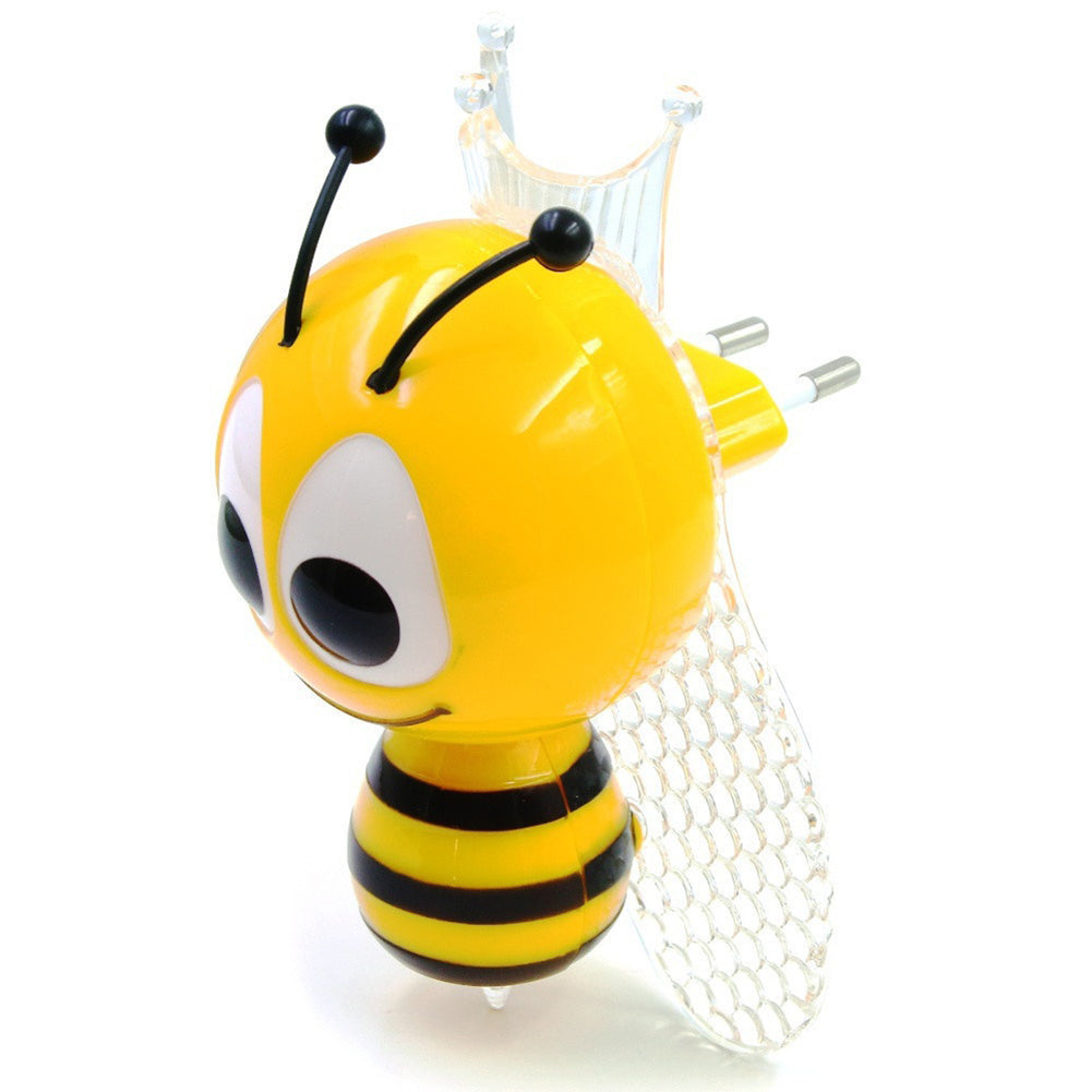 Colorful Cute Bee EU Plug LED Wall Night Lamp Light Controlled Kid Bedroom Decor