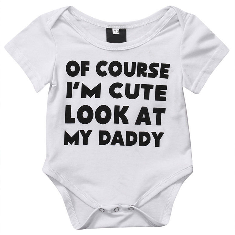 Newborn Infant Baby Girl Boys Romper Letter Print Short Sleeve Bodysuit Outfit