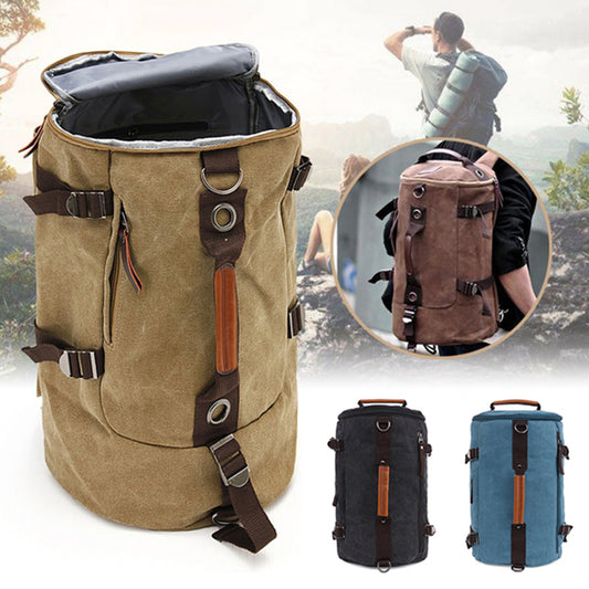 Men Vintage Canvas Backpack Camping Gym Zip Luggage Sports Travel Crossbody Bag