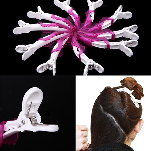 10Pcs Crocodile Shark Clamp Cosmetic Transparent Crystal Section Hair Clip