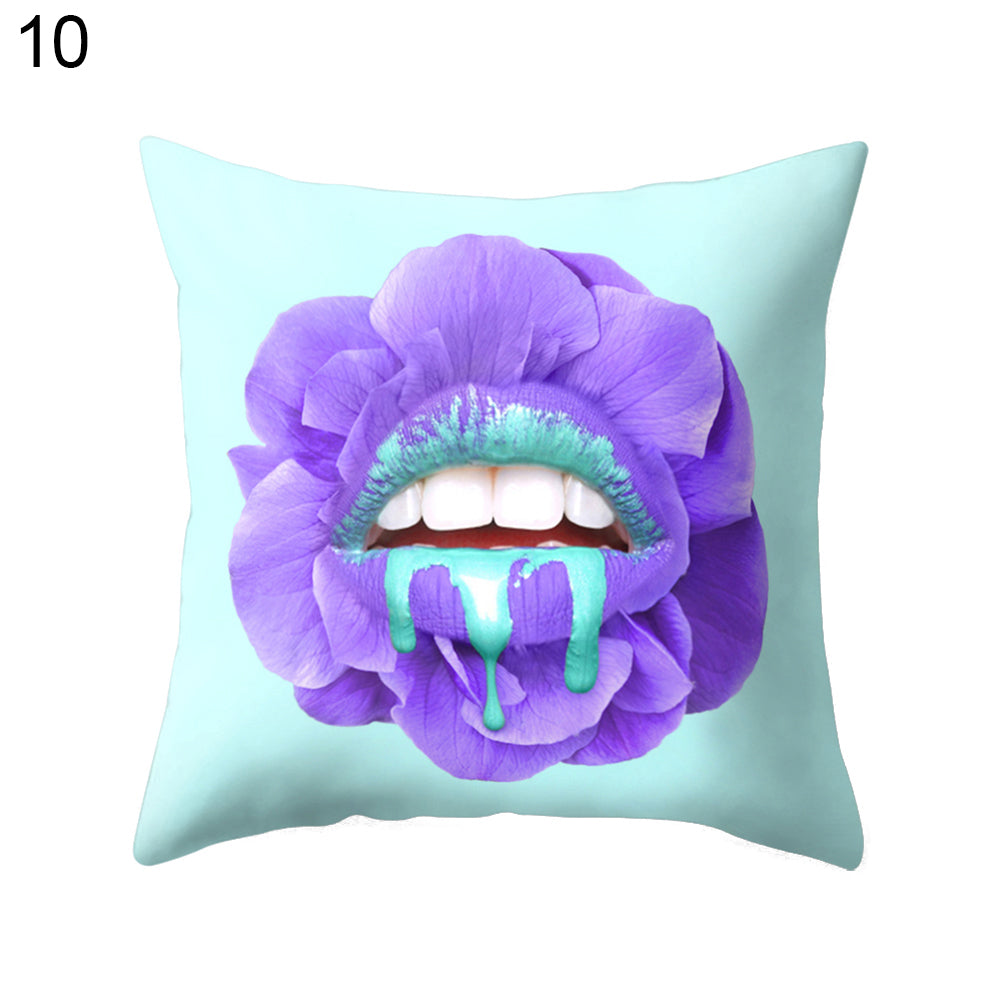 Hot Sexy Lips Print Square Throw Pillow Cover Cushion Case Car Home Sofa Decor