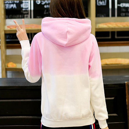 Unisex Fashion Long Sleeve Sweet Casual Gradient Color Pullover Hooded Hoodie