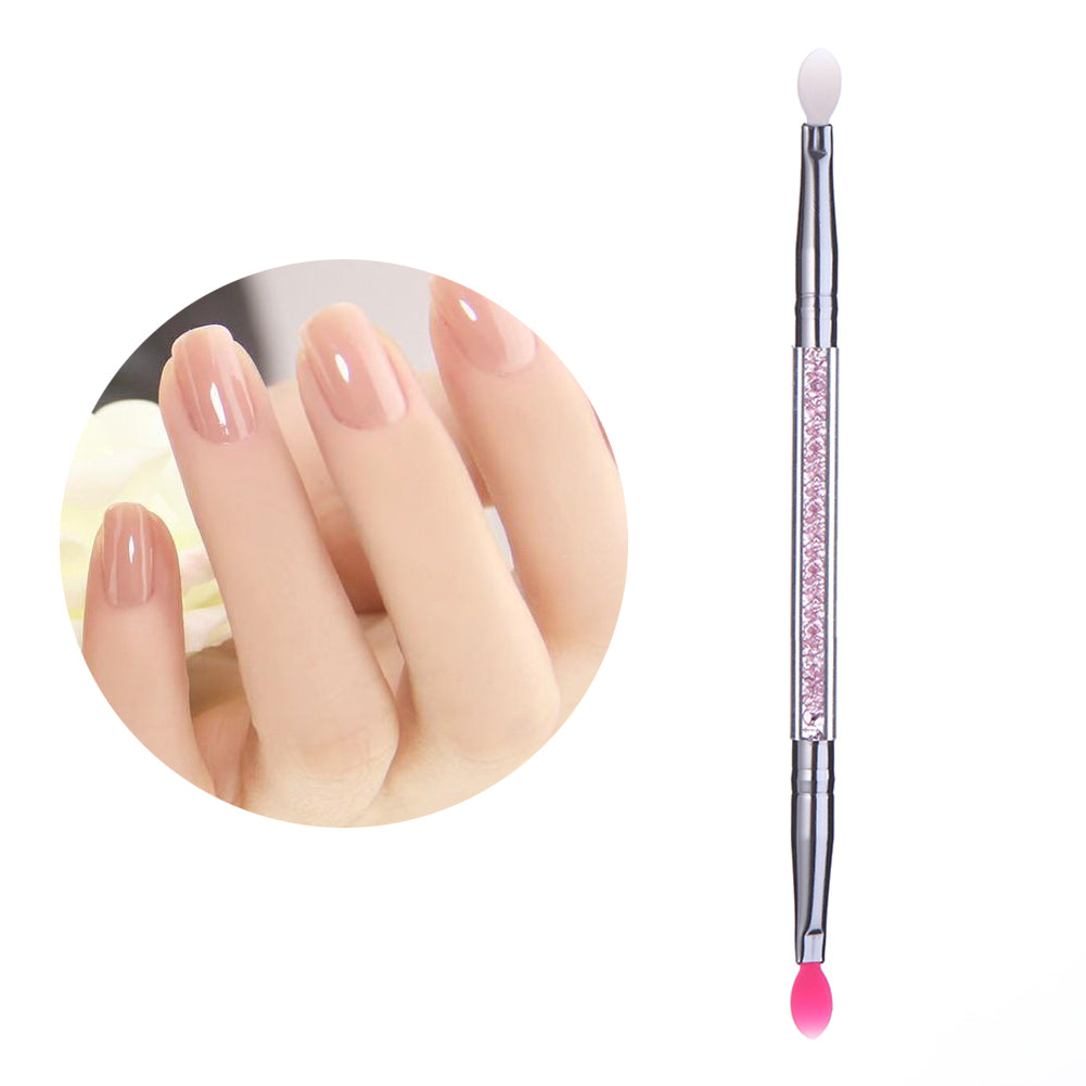 Double Ended Silicone Head Rhinestone Eyeshadow Eyebrow Lip Makeup Brush Tool