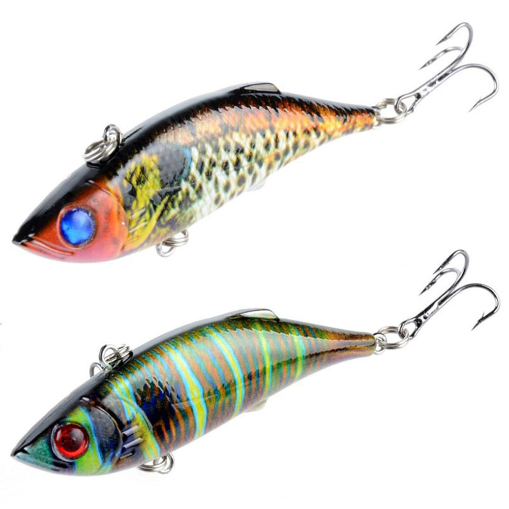 Colorful Painted Bionic Fish Shape 3D Eyes Fishing Hard Lure Bait Hooks Tool