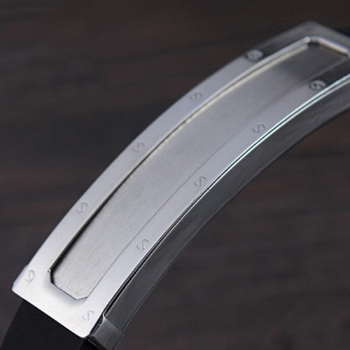 Men's Simple Design Stainless Steel Silicone Clasp Bangle Jewelry Bracelet Gift