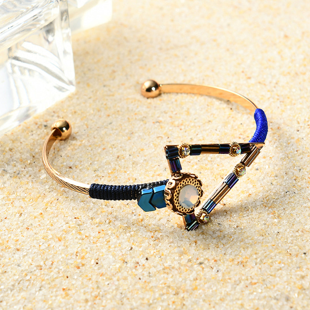 Bohemia Triangle Rhinestone Opening Bangle Bracelet Party Women Jewelry Gift