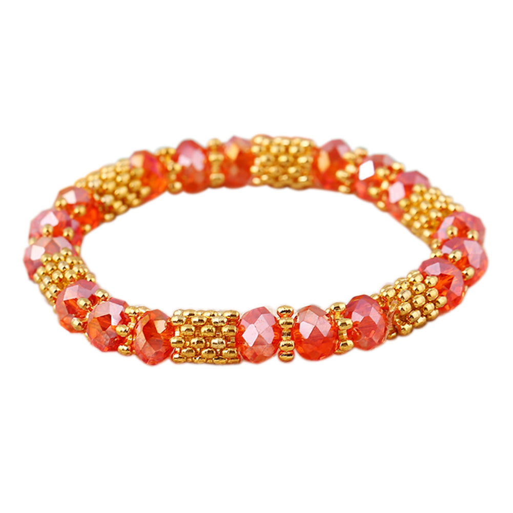 Fashion Elegant Faux Crystal Alloy Elastic Beaded Bracelet Women Jewelry Gift