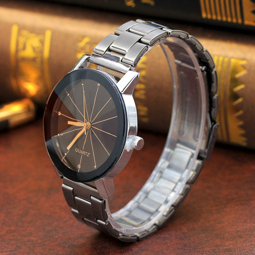 Fashion Women Men Stainless Steel Band Analog Quartz Movement Wrist Watch